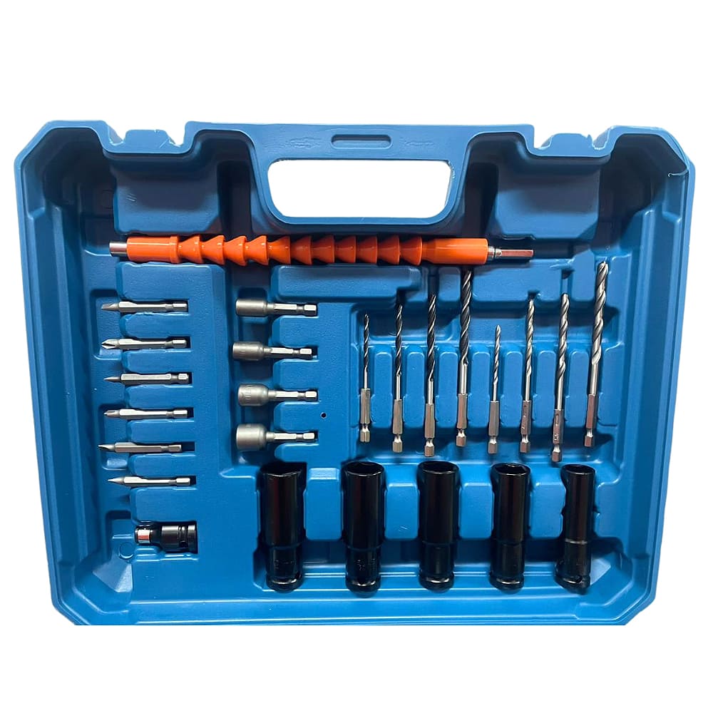 LLAVE DE IMPACTO CON ACCESORIOS | INCLUYE 2 BATERÍAS 128V DE REGALO 🎁