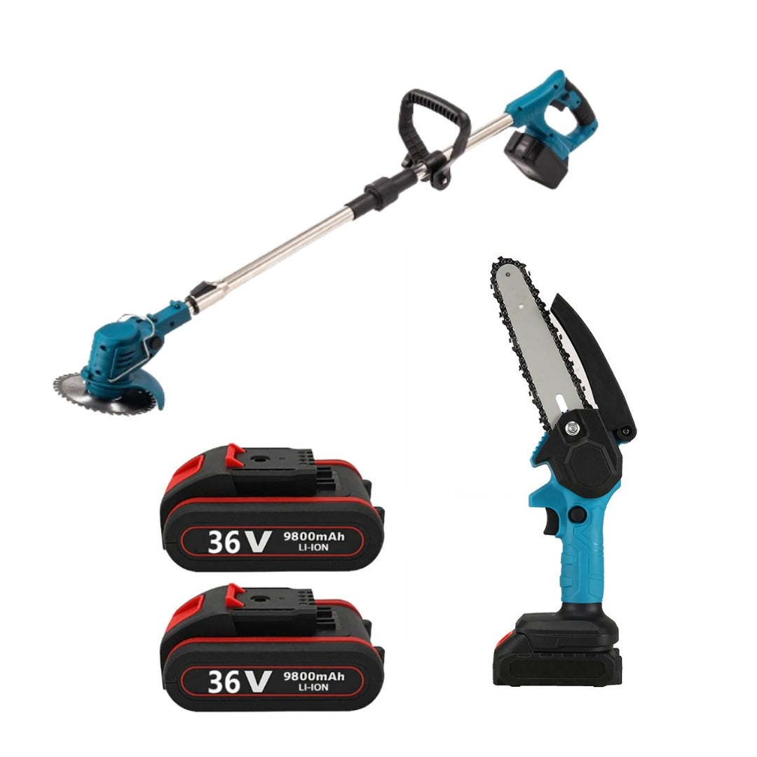 COMBO CORTADORA Y MOTOSIERRA 98V | INCLUYE 4 BATERÍAS DE REGALO 🎁