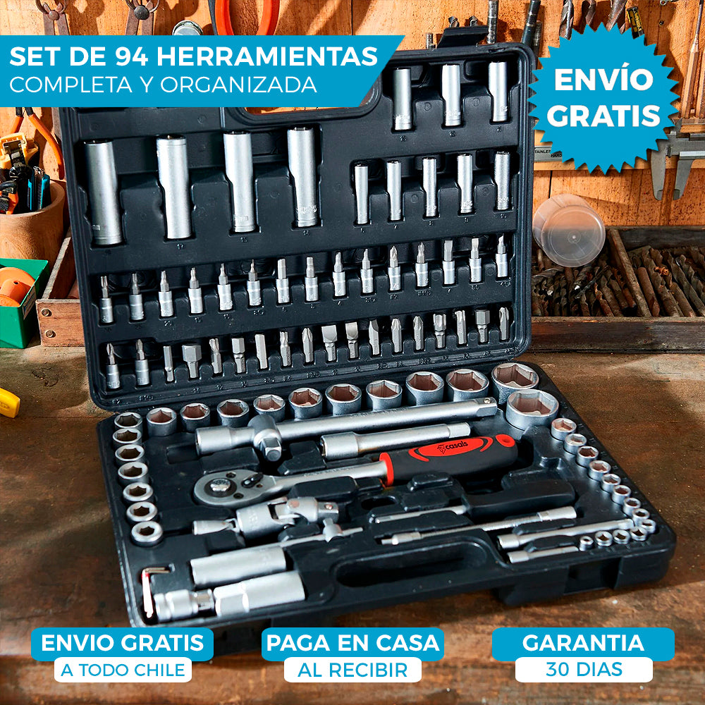 CAJA DE HERRAMIENTAS | INCLUYE 94 PIEZAS PROFESIONALES 🛠️