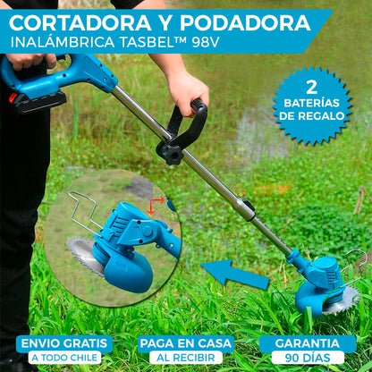 CORTADORA DE CÉSPED INALÁMBRICA TASBEL™ 98V ⚡️ | INCLUYE 2 BATERÍAS DE REGALO 🎁