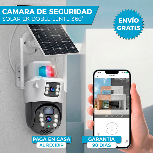 CAMARA DE SEGURIDAD SOLAR 📷☀️ | DOBLE LENTE 360° ULTRA HD CON WIFI