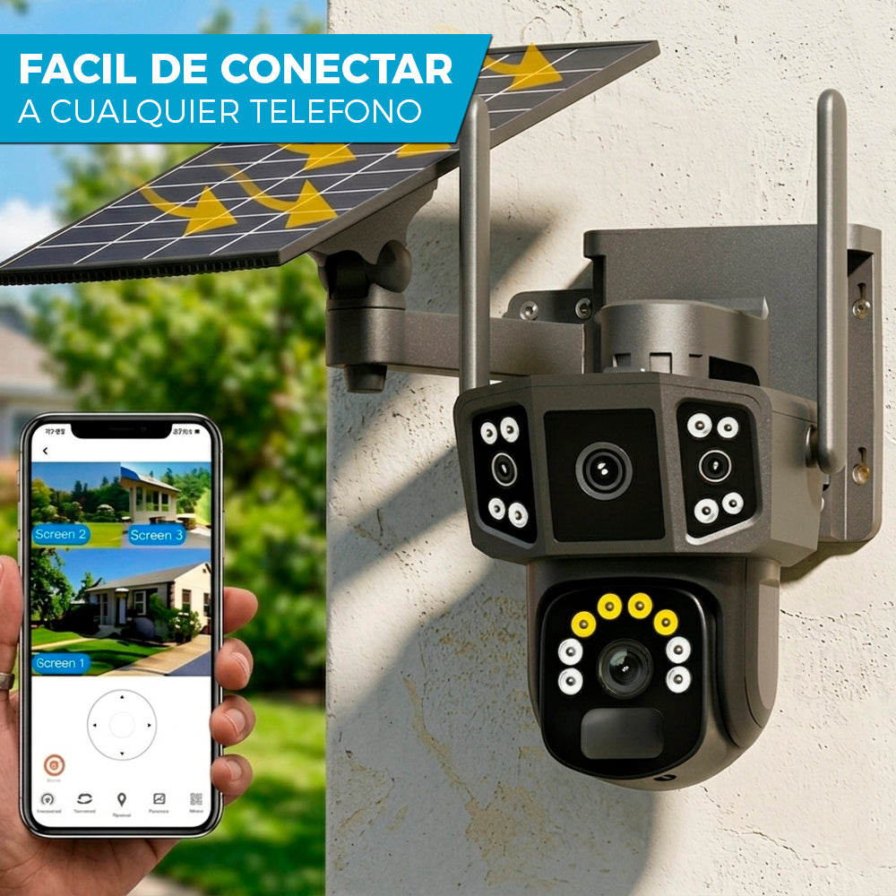 CAMARA DE SEGURIDAD SOLAR 📷☀️ | DOBLE LENTE 360° ULTRA HD CON WIFI