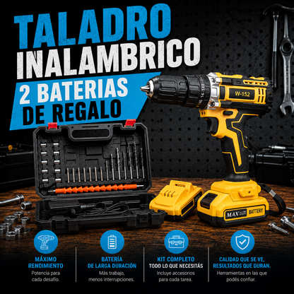 TALADRO INALÁMBRICO | MALETÍN Y 2 BATERÍAS DE REGALO 🎁