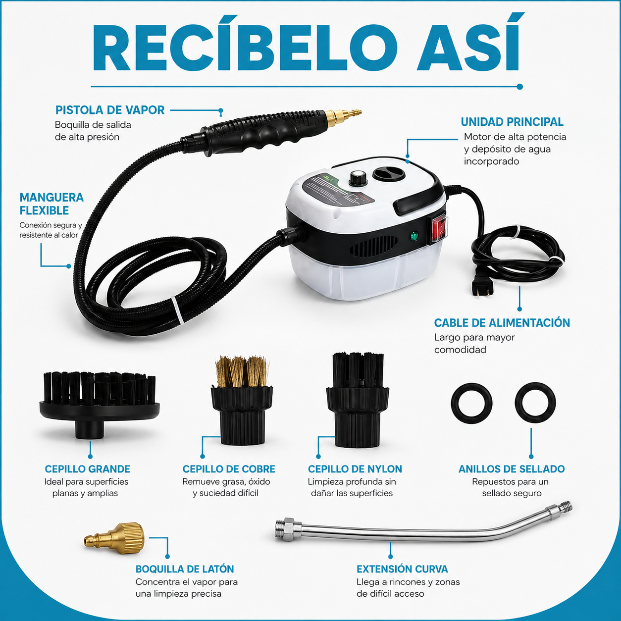 LIMPIADORA A VAPOR DE ALTA PRESIÓN | ACCESORIOS DE REGALO 🎁