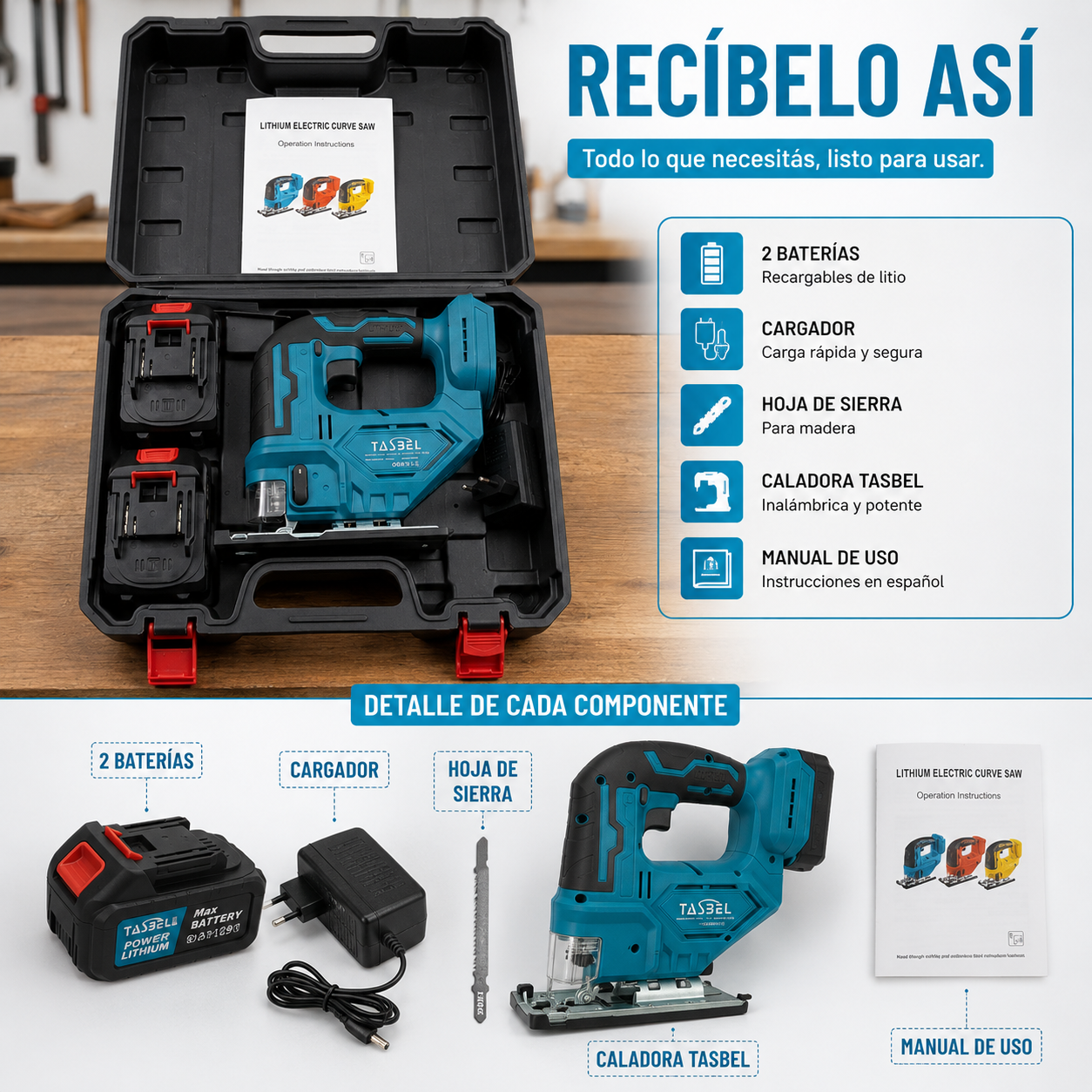 CALADORA INALÁMBRICA TASBEL™ | 2 BATERIAS DE REGALO 🎁