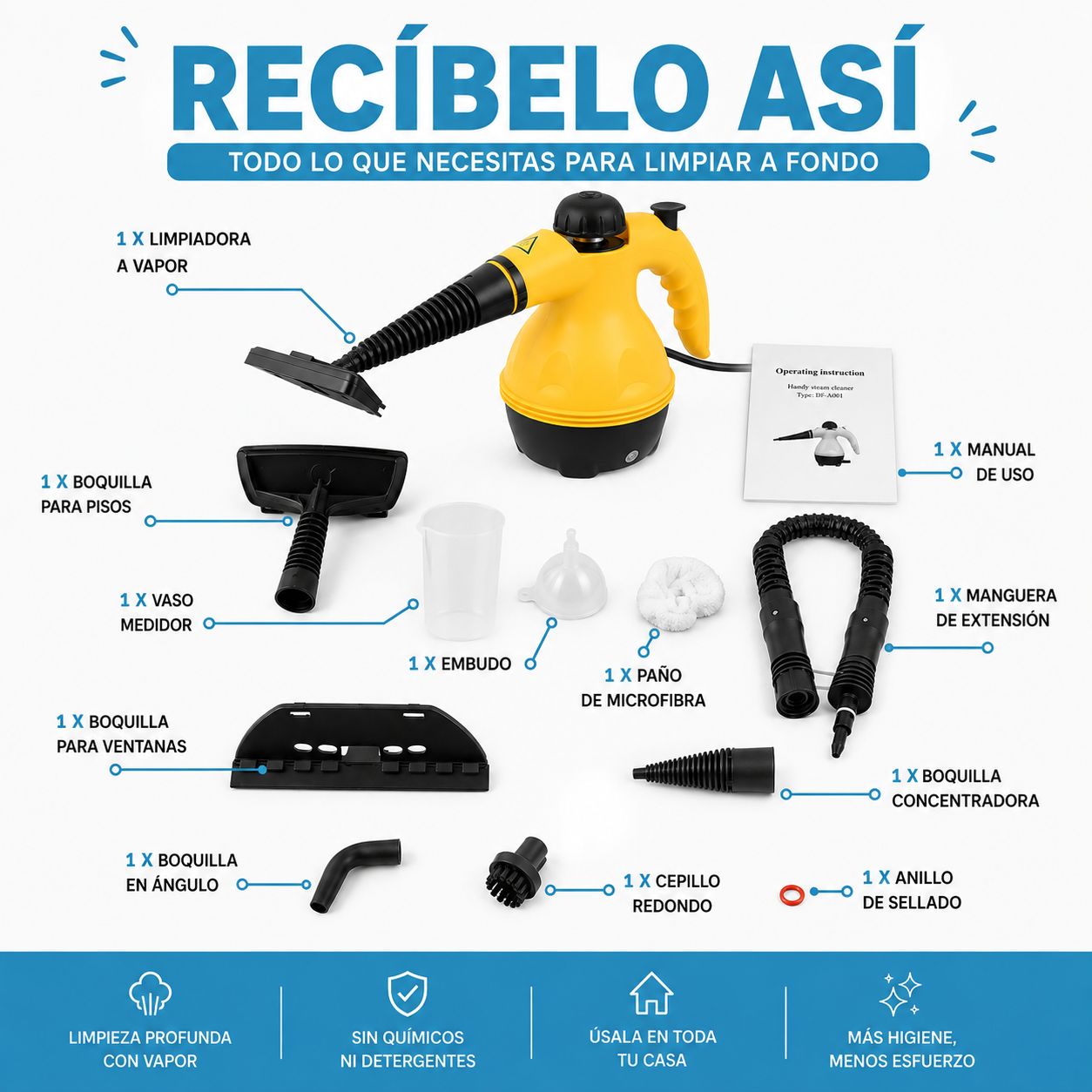 LIMPIADOR A VAPOR DE ALTA PRESIÓN | ACCESORIOS DE REGALO 💨