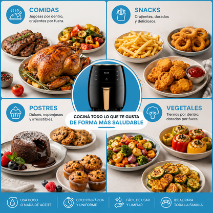 FREIDORA DE AIRE INTELIGENTE 6L | COCINA SANO Y RÁPIDO ✅