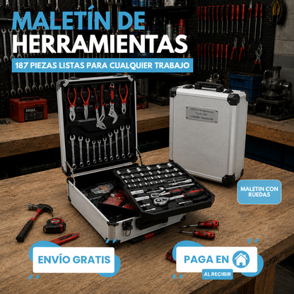 MALETIN DE HERRAMIENTAS | CONTIENE 187 PIEZAS PROFESIONALES ⚒️