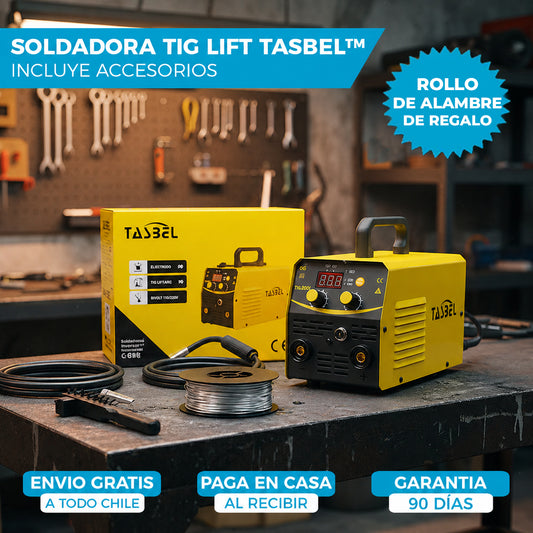 SOLDADORA TIG LIFT TASBEL™ | INCLUYE ROLLO DE ALAMBRE Y ACCESORIOS 🎁