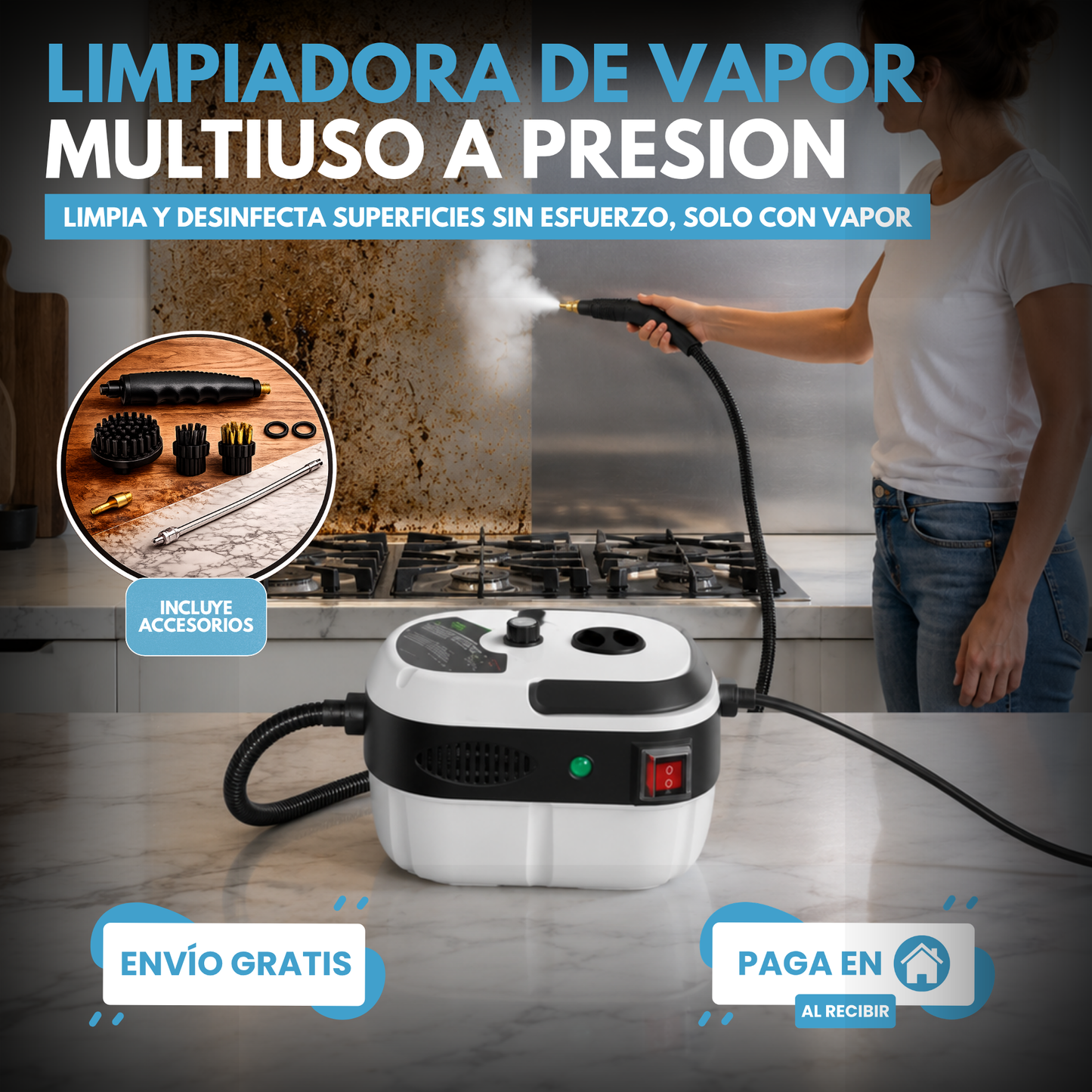 LIMPIADORA A VAPOR DE ALTA PRESIÓN | ACCESORIOS DE REGALO 🎁