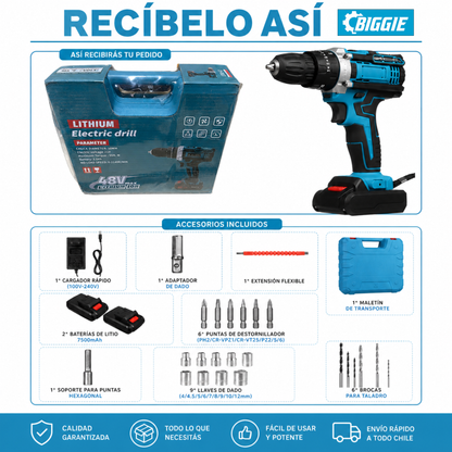 TALADRO INALÁMBRICO 48V | MALETÍN Y 2 BATERÍAS DE REGALO 🎁
