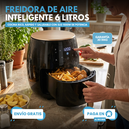 FREIDORA DE AIRE INTELIGENTE 6L | COCINA SANO Y RÁPIDO ✅