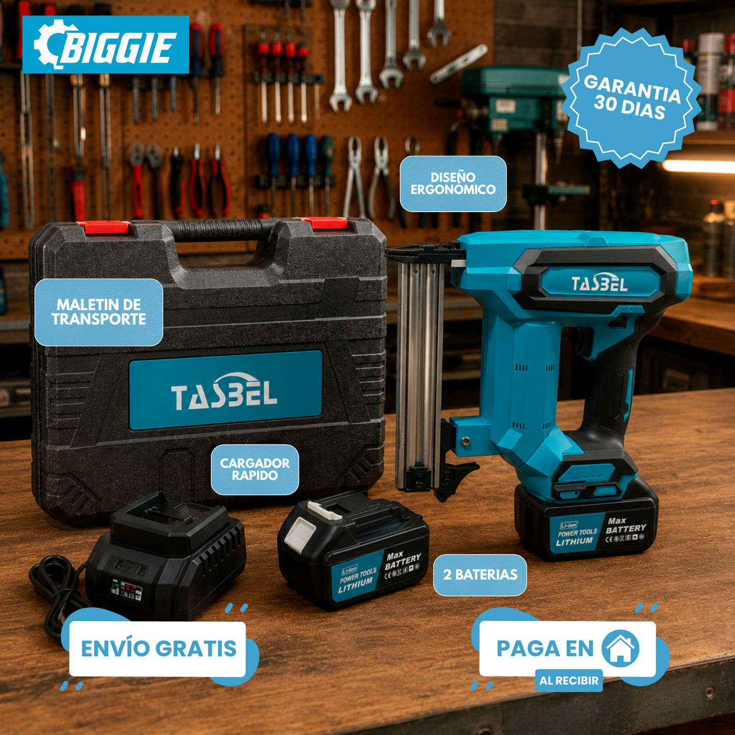PISTOLA DE CLAVOS TASBEL™ | INCLUYE 2 BATERIAS DE REGALO 🎁