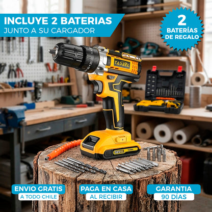 TALADRO INALÁMBRICO TASBEL™ 98V | INCLUYE 2 BATERÍAS DE REGALO 🎁