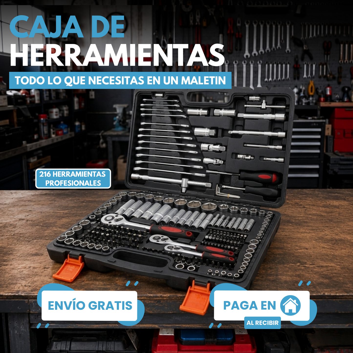 CAJA DE HERRAMIENTAS | INCLUYE 216 PIEZAS PROFESIONALES ⚒️