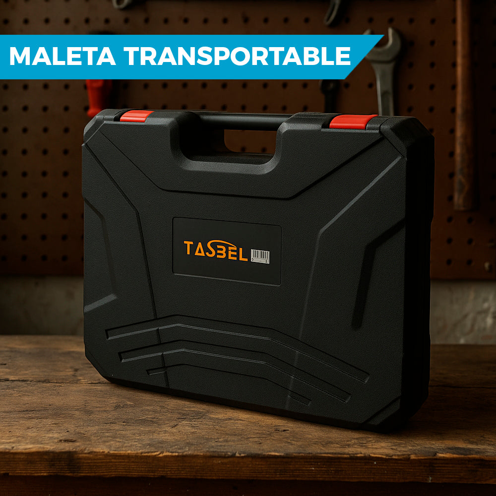 SET PROFESIONAL DE 4 HERRAMIENTAS TASBEL™ 98V | ⚡️ ROTOMARTILLO LLAVE DE IMPACTO ESMERIL Y TALADRO