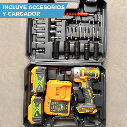 LLAVE DE IMPACTO CON ACCESORIOS | INCLUYE 2 BATERÍAS DE REGALO 🎁