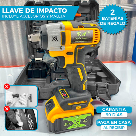 LLAVE DE IMPACTO CON ACCESORIOS | INCLUYE 2 BATERÍAS DE REGALO 🎁