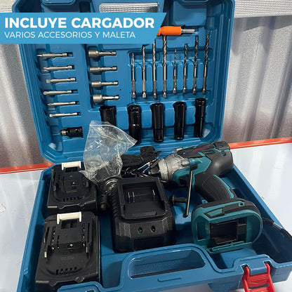 LLAVE DE IMPACTO CON ACCESORIOS | INCLUYE 2 BATERÍAS 128V DE REGALO 🎁