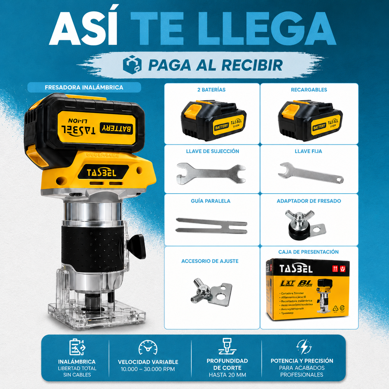 FRESADORA TASBEL™ INALÁMBRICA ⚡️ | INCLUYE 2 BATERIAS DE REGALO 🎁