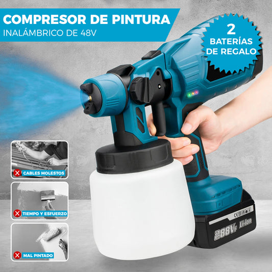 COMPRESOR DE PINTURA INALÁMBRICO 48V | INCLUYE 2 BATERÍAS DE REGALO ⚡