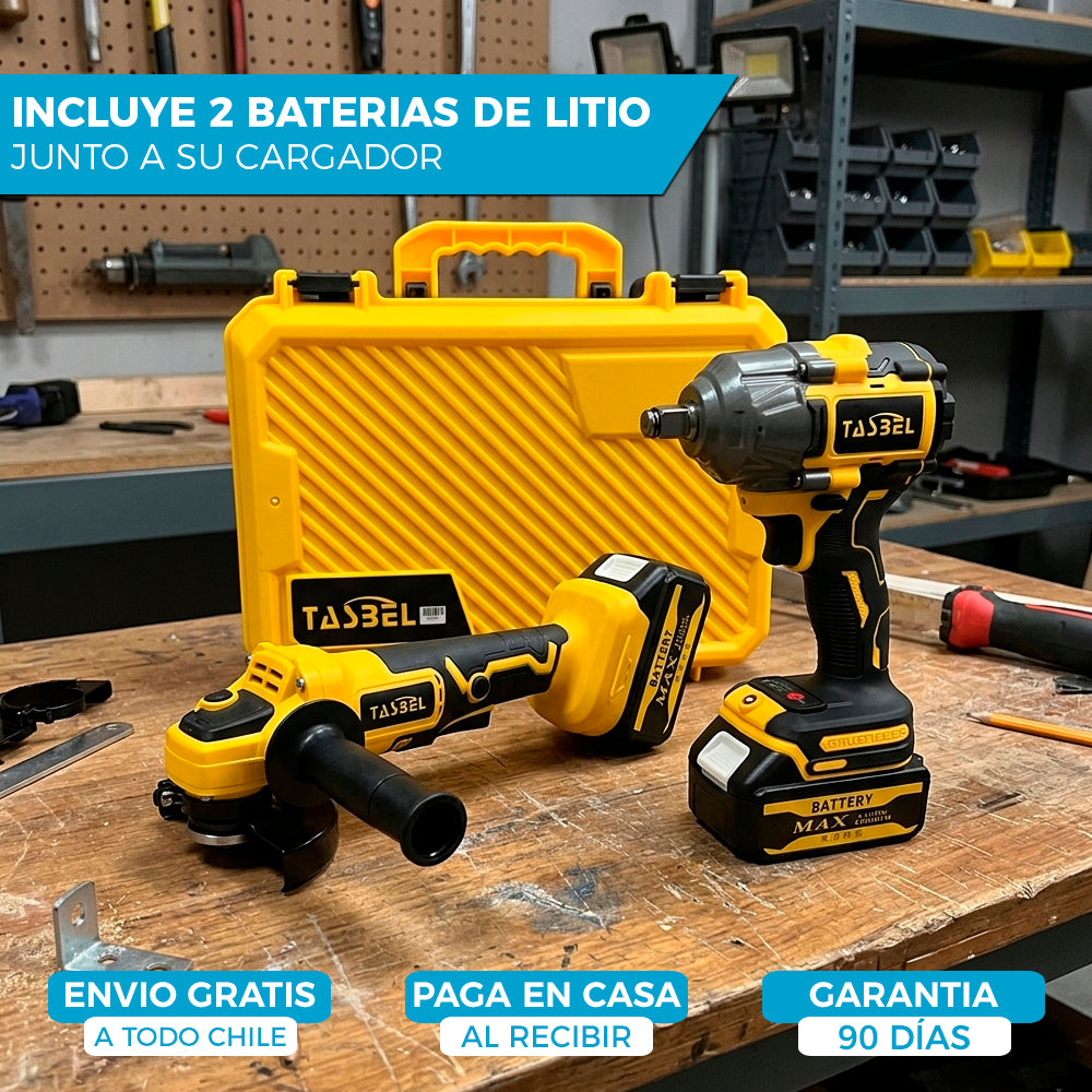 SET PROFESIONAL DE 2 HERRAMIENTAS TASBEL™ | LLAVE DE IMPACTO Y ESMERIL ⚡️