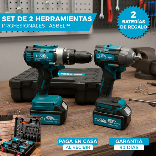 SET 2 HERRAMIENTAS PROFESIONAL TASBEL | LLAVE DE IMPACTO Y TALADRO ⚡️