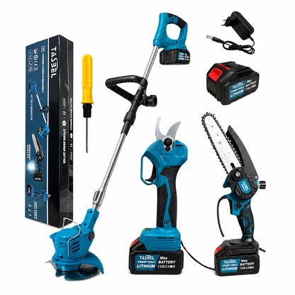 SET 3 HERRAMIENTAS JARDINERIA TASBEL™ INCLUYE 2 BATERÍAS DE REGALO 🎁