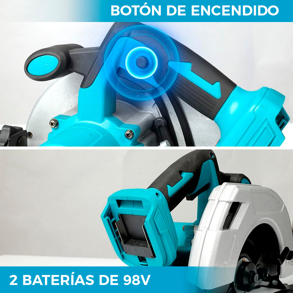 SIERRA CIRCULAR TASBEL™ CON 2 BATERÍAS 98V | INCLUYE 2 DISCOS DE REGALO 🎁