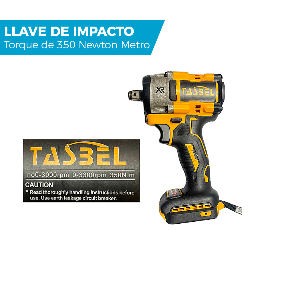 SET PROFESIONAL DE 3 HERRAMIENTAS TASBEL™ 98V | ⚡️ LLAVE DE IMPACTO ESMERIL Y TALADRO