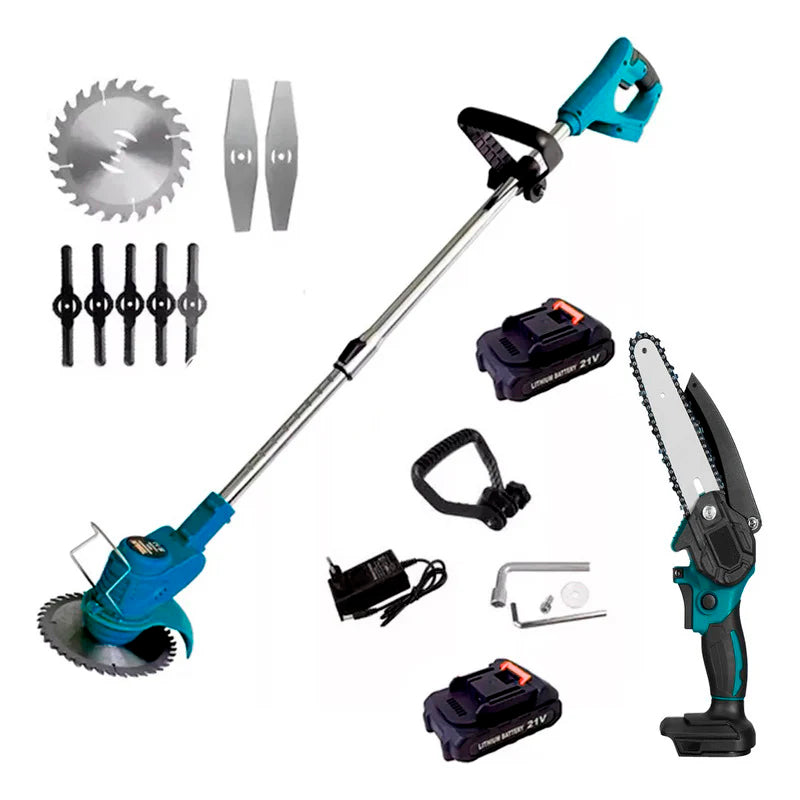 COMBO CORTADORA Y MINI MOTOSIERRA TASBEL™ 98V | INCLUYE 2 BATERÍAS Y CUCHILLAS DE REGALO 🎁