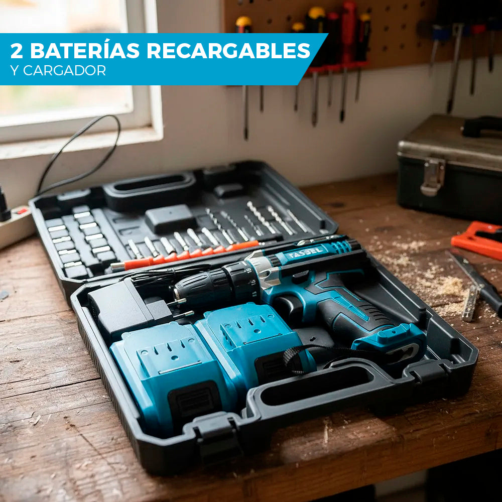 TALADRO TASBEL™ INALÁMBRICO | INCLUYE 2 BATERÍAS DE REGALO 🎁