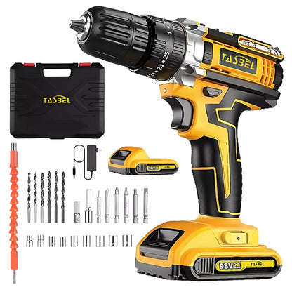TALADRO INALÁMBRICO TASBEL™ 98V | INCLUYE 2 BATERÍAS DE REGALO 🎁