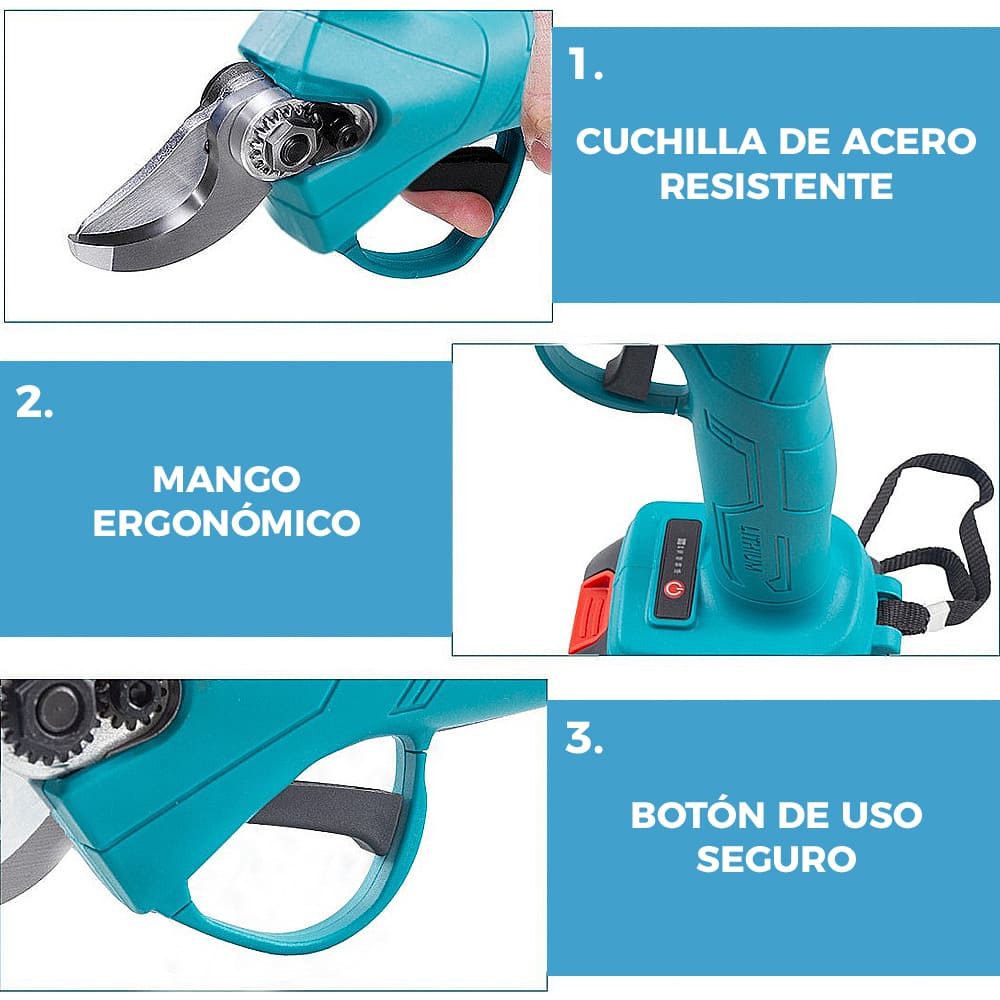 TIJERA PODADORA INALÁMBRICA TASBEL™ | INCLUYE BATERÍA DE 98V ⚡