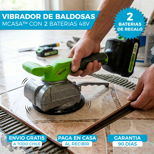 VIBRADOR DE BALDOSAS 48V | INCLUYE 2 BATERIAS DE REGALO 🎁